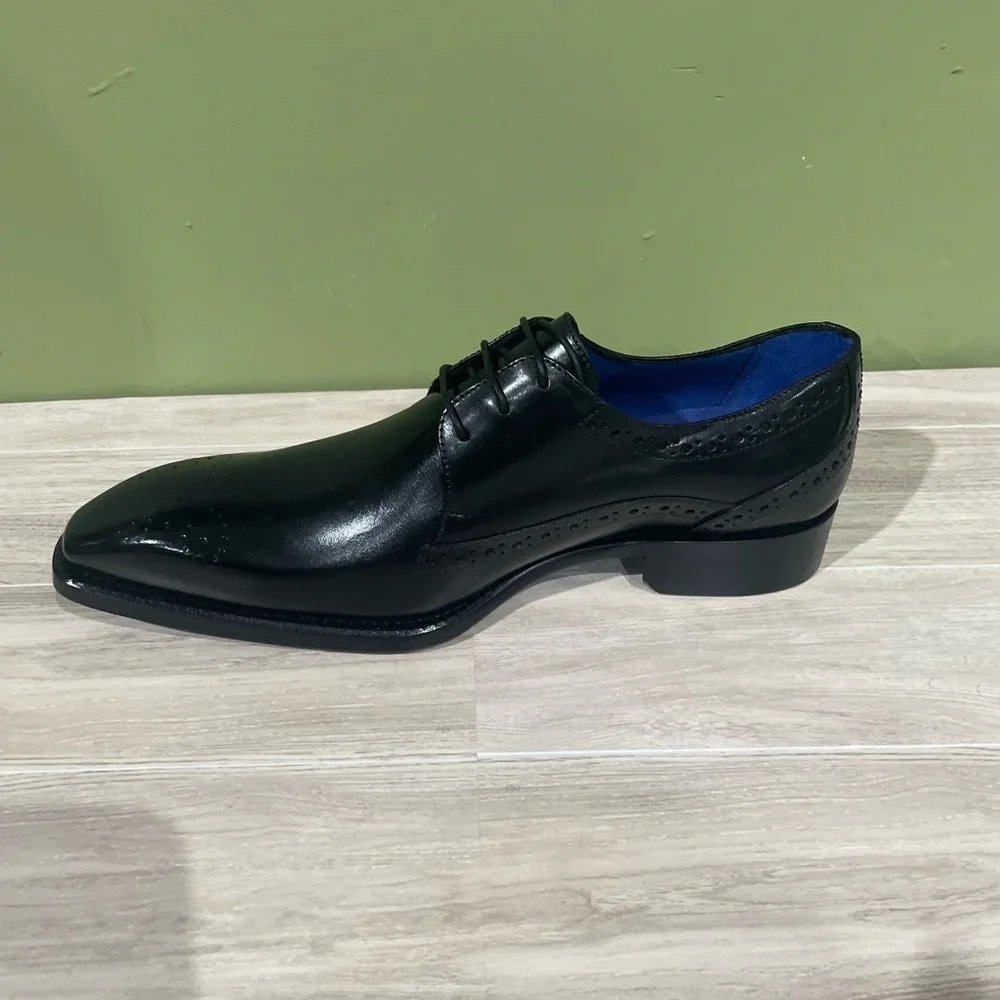 Emilio Franco Black Leather Men's Dress Shoes leather calf Oxford point toe - Picture 3 of 5